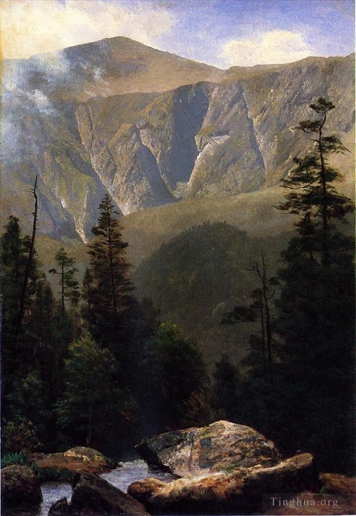 Albert Bierstadt Peinture à l'huile - Paysage montagneux