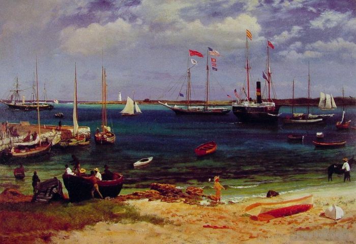 Albert Bierstadt Peinture à l'huile - Port de Nassau après le paysage marin de 187luminisme