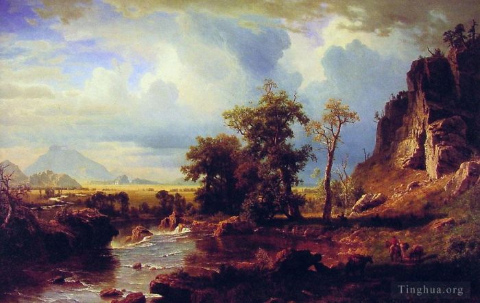 Albert Bierstadt Peinture à l'huile - Fourche nord de la Platte Nebraska