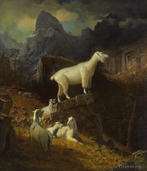 Albert Bierstadt œuvres - Chèvres des montagnes Rocheuses