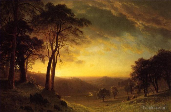 Albert Bierstadt Peinture à l'huile - Vallée de la rivière Sacramento