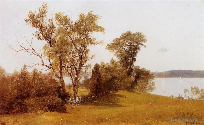 Albert Bierstadt Peinture à l'huile - Voiliers sur l'Hudson à Irvington