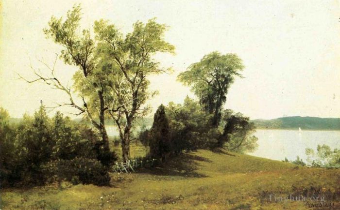 Albert Bierstadt Peinture à l'huile - Naviguer sur l'Hudson
