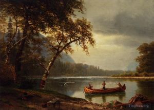 Albert Bierstadt œuvres - Pêche au saumon sur la rivière Cascapédiac