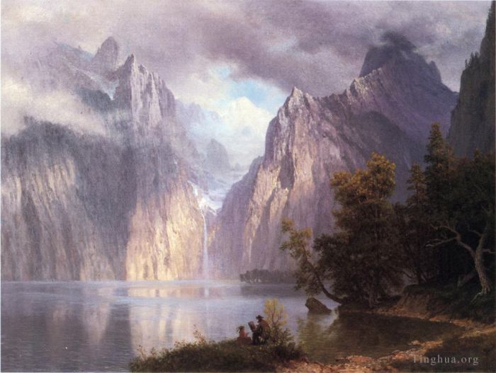 Albert Bierstadt Peinture à l'huile - Scène dans la Sierra Nevada