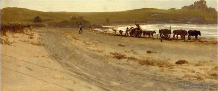 Albert Bierstadt Peinture à l'huile - Récolte d'algues