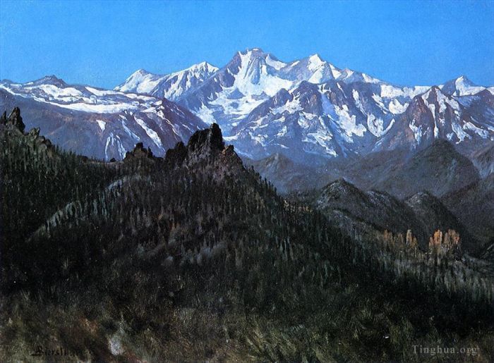 Albert Bierstadt Peinture à l'huile - Sierra Nevada, alias depuis la tête de la rivière Carson