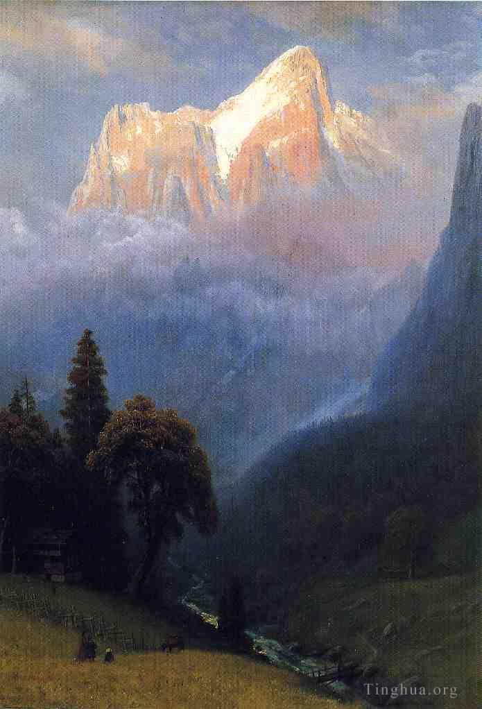 Albert Bierstadt Peinture à l'huile - Tempête parmi les Alpes