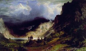 Albert Bierstadt œuvres - Tempête dans les montagnes Rocheuses