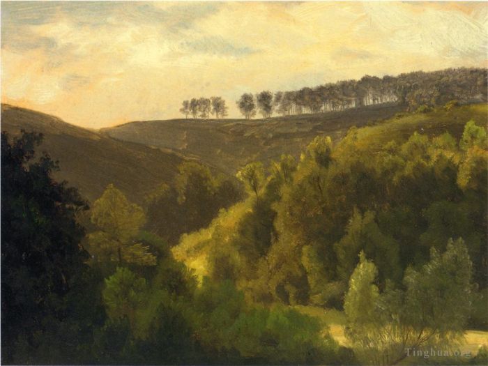 Albert Bierstadt Peinture à l'huile - Lever de soleil sur Forest et Grove