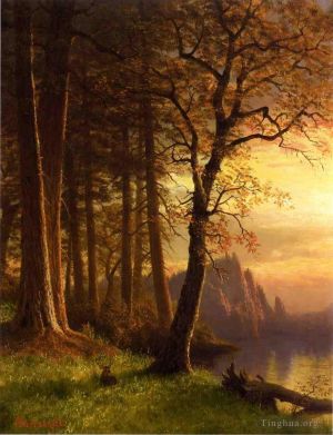 Albert Bierstadt œuvres - Coucher de soleil en Californie, Yosemite