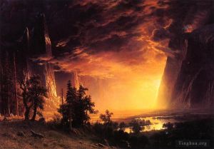 Albert Bierstadt œuvres - Coucher de soleil dans la vallée de Yosemite