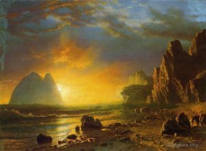 Albert Bierstadt œuvres - Coucher de soleil sur la côte