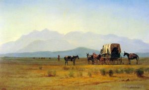 Albert Bierstadt œuvres - Chariot d'arpenteurs dans les Rocheuses