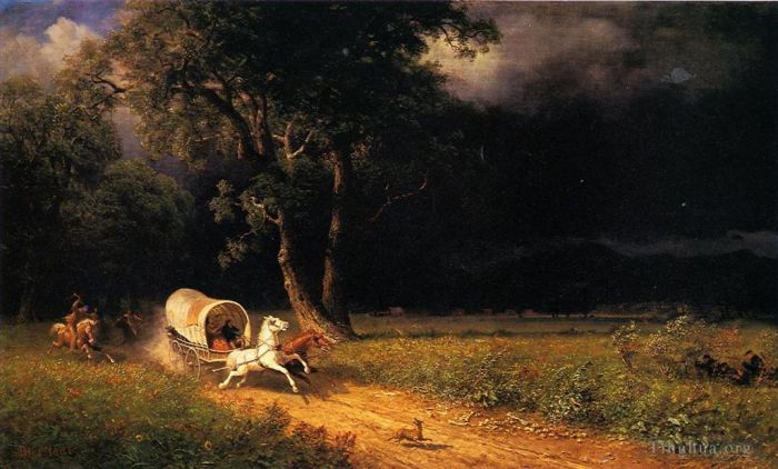 Albert Bierstadt Peinture à l'huile - L'embuscade
