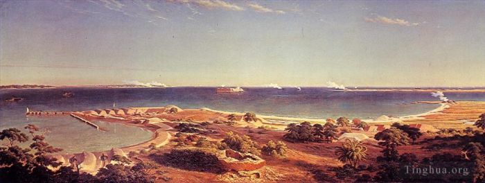Albert Bierstadt Peinture à l'huile - Le bombardement de Fort Sumter