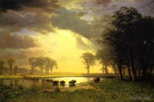 Albert Bierstadt œuvres - Le sentier des buffles