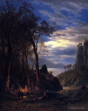 Albert Bierstadt œuvres - Le feu de camp