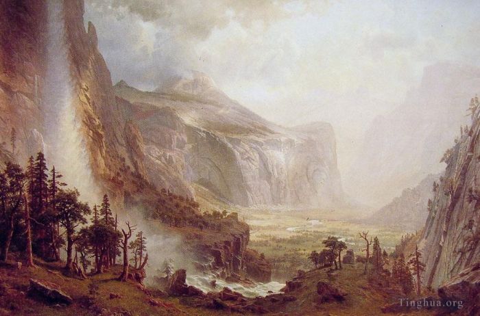 Albert Bierstadt Peinture à l'huile - Les dômes du Yosemite