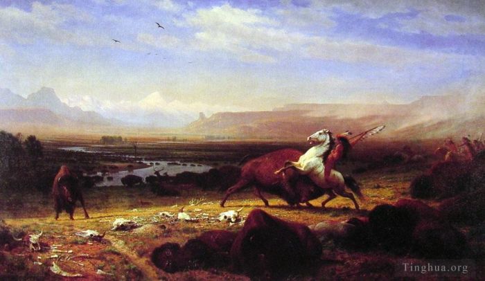 Albert Bierstadt Peinture à l'huile - Le dernier du buffle