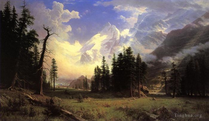 Albert Bierstadt Peinture à l'huile - Le glacier de Morteratsch Haute-Engadine Vallée Pontresina