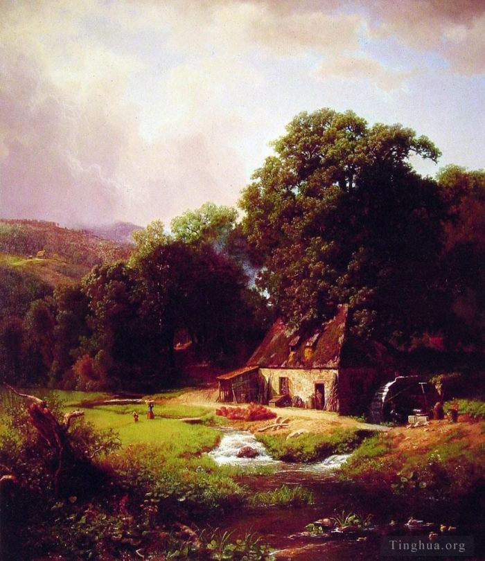 Albert Bierstadt Peinture à l'huile - Le vieux moulin
