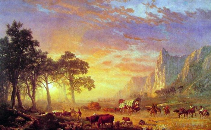 Albert Bierstadt Peinture à l'huile - Le sentier de l'Oregon