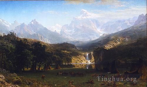 Albert Bierstadt Peinture à l'huile - Le pic Landers des montagnes Rocheuses