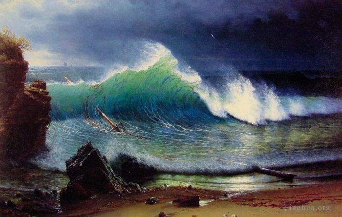 Albert Bierstadt Peinture à l'huile - Le paysage marin luminisme du rivage de TurquoiseSea