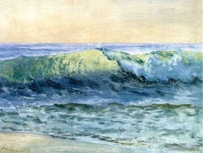 Albert Bierstadt Peinture à l'huile - Le paysage marin du luminisme des vagues