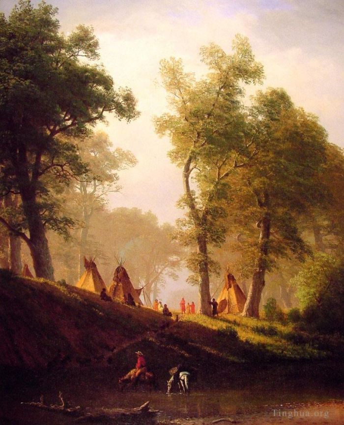 Albert Bierstadt Peinture à l'huile - La rivière aux loups