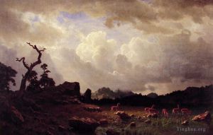 Albert Bierstadt œuvres - Orage dans les montagnes Rocheuses