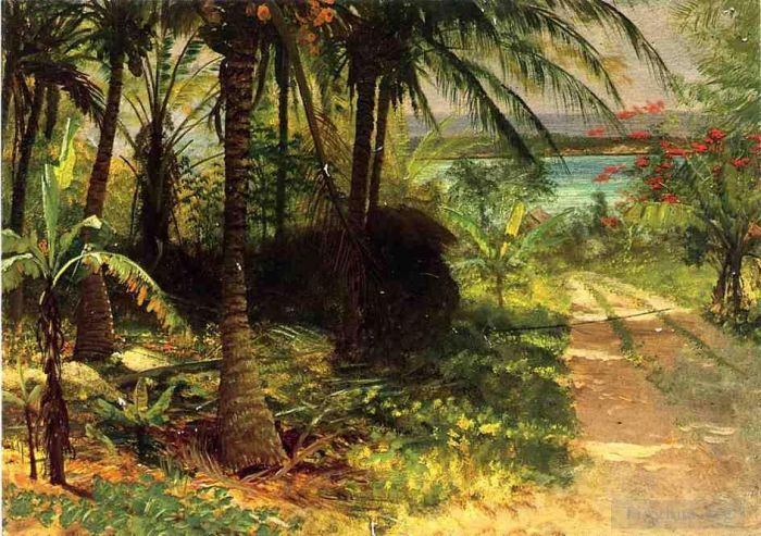 Albert Bierstadt Peinture à l'huile - Paysage Tropical