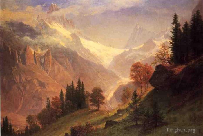 Albert Bierstadt Peinture à l'huile - Vue sur Grindelwald