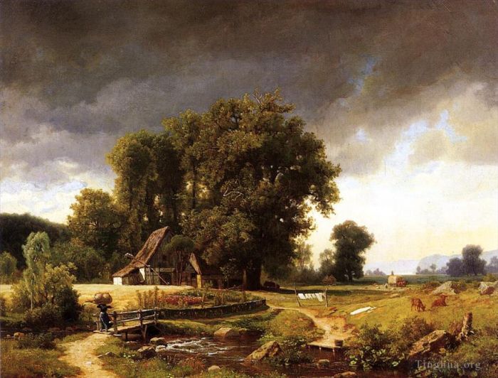 Albert Bierstadt Peinture à l'huile - Paysage westphalien
