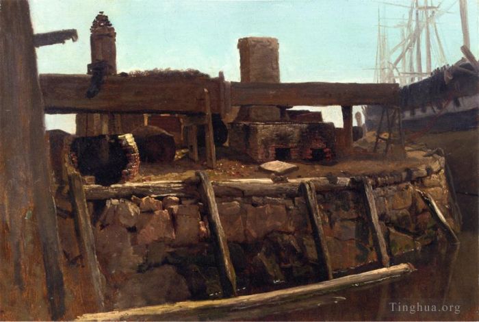 Albert Bierstadt Peinture à l'huile - Scène du quai