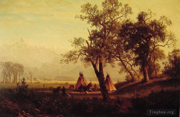 Albert Bierstadt Peinture à l'huile - Montagnes de la rivière Wind