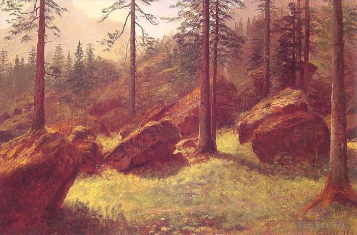 Albert Bierstadt Peinture à l'huile - Paysage Boisé