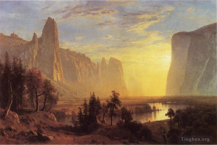Albert Bierstadt Peinture à l'huile - Parc de Yellowstone, vallée de Yosemite