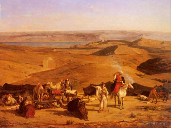 Alberto Pasini Peinture à l'huile - Le campement du désert