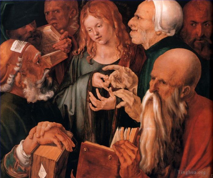 Albrecht Dürer Peinture à l'huile - Le Christ parmi les docteurs
