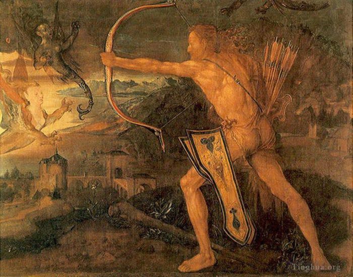 Albrecht Dürer Peinture à l'huile - Hercule tue l'oiseau symphalique