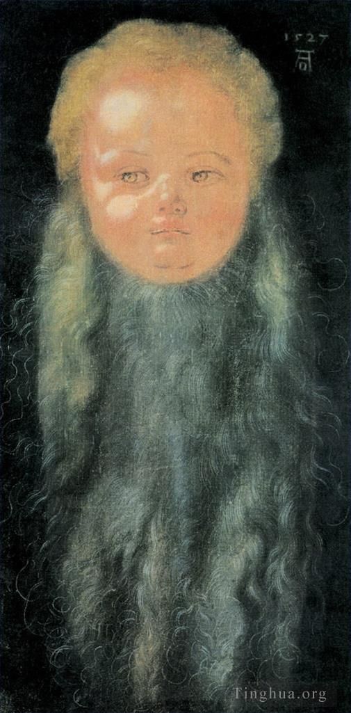 Albrecht Dürer Peinture à l'huile - Portrait d'un garçon avec une longue barbe