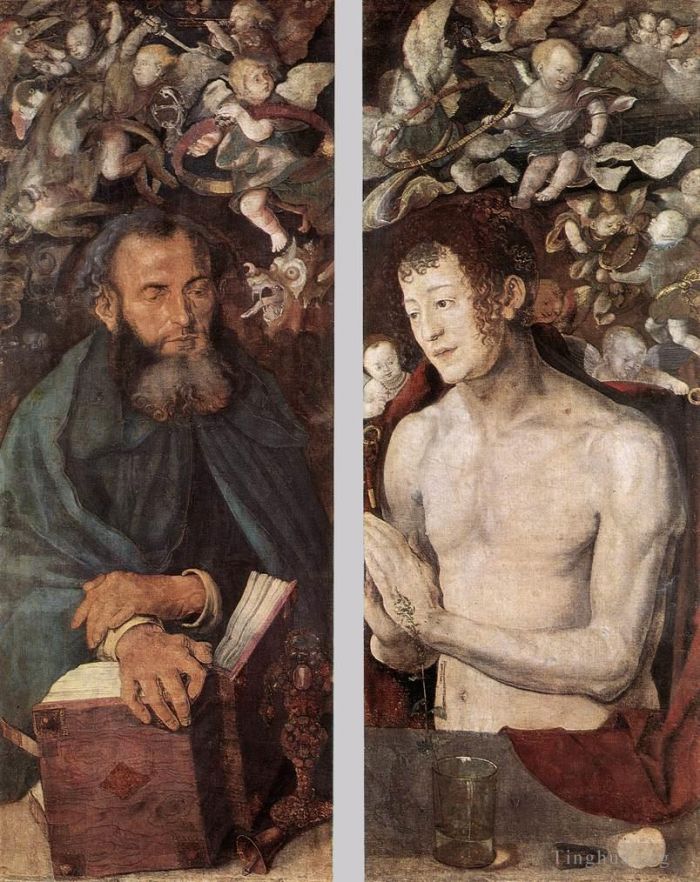 Albrecht Dürer Peinture à l'huile - Les ailes latérales du retable de Dresde