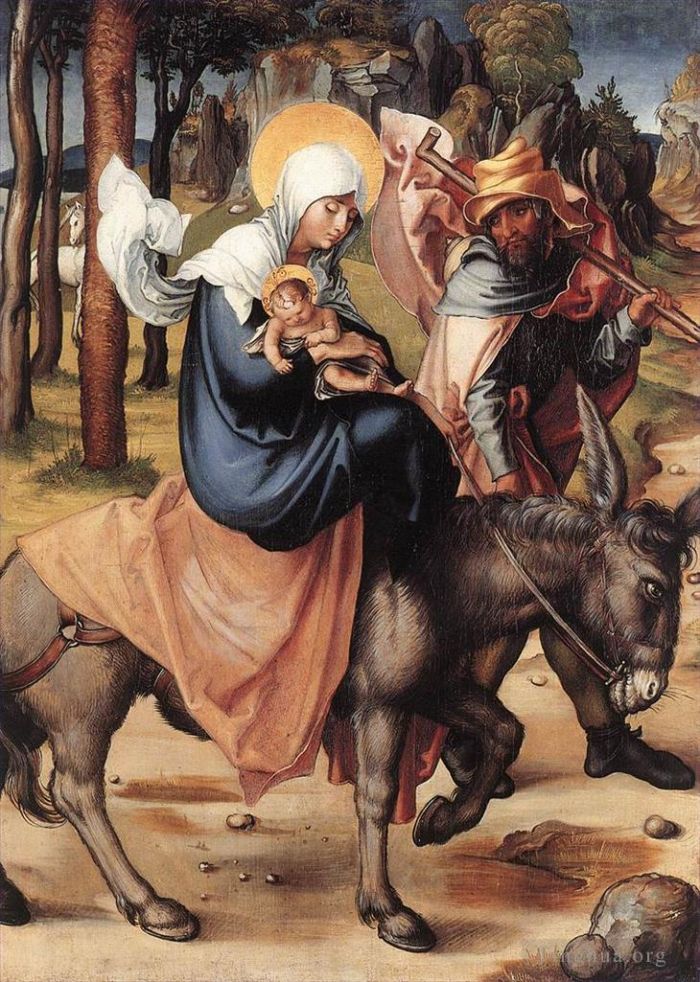 Albrecht Dürer Peinture à l'huile - Les Sept Douleurs de la Vierge La Fuite en Egypte