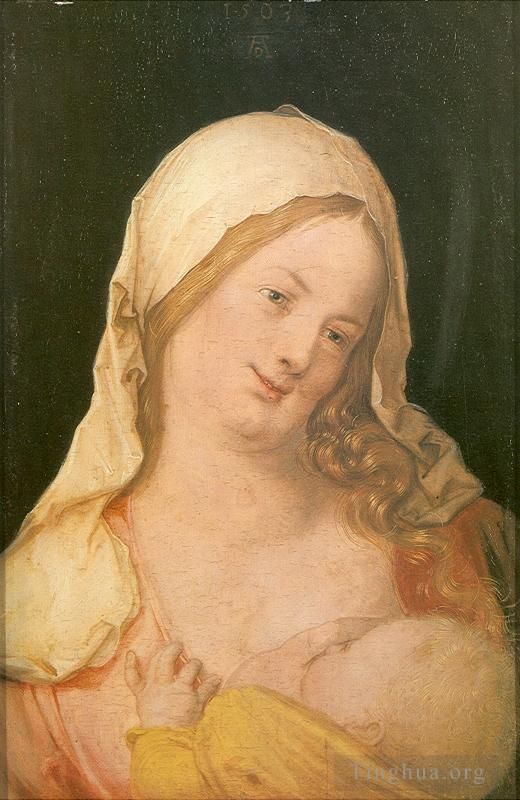 Albrecht Dürer Peinture à l'huile - Vierge allaitant l'enfant