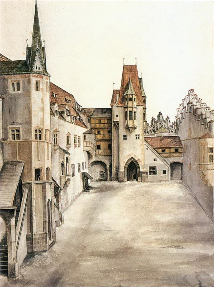 Albrecht Dürer Types de peintures - Cour de l'ancien château d'Innsbruck sans nuages