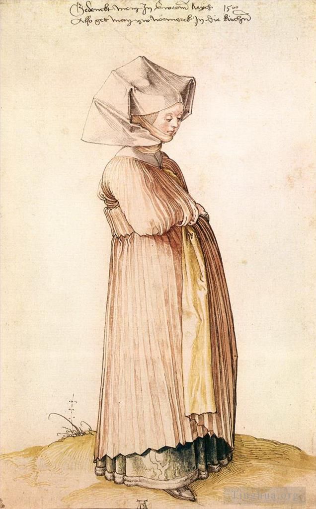 Albrecht Dürer Types de peintures - Femme de Nuremberg habillée pour l'église