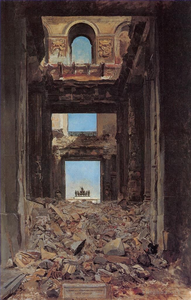 Alexandre Cabanel Peinture à l'huile - Meissonier Les ruines du palais des Tuileries après la Commune