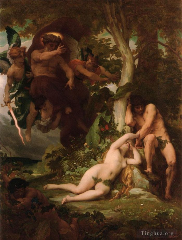 Alexandre Cabanel Peinture à l'huile - L'expulsion d'Adam et Ève du jardin du paradis